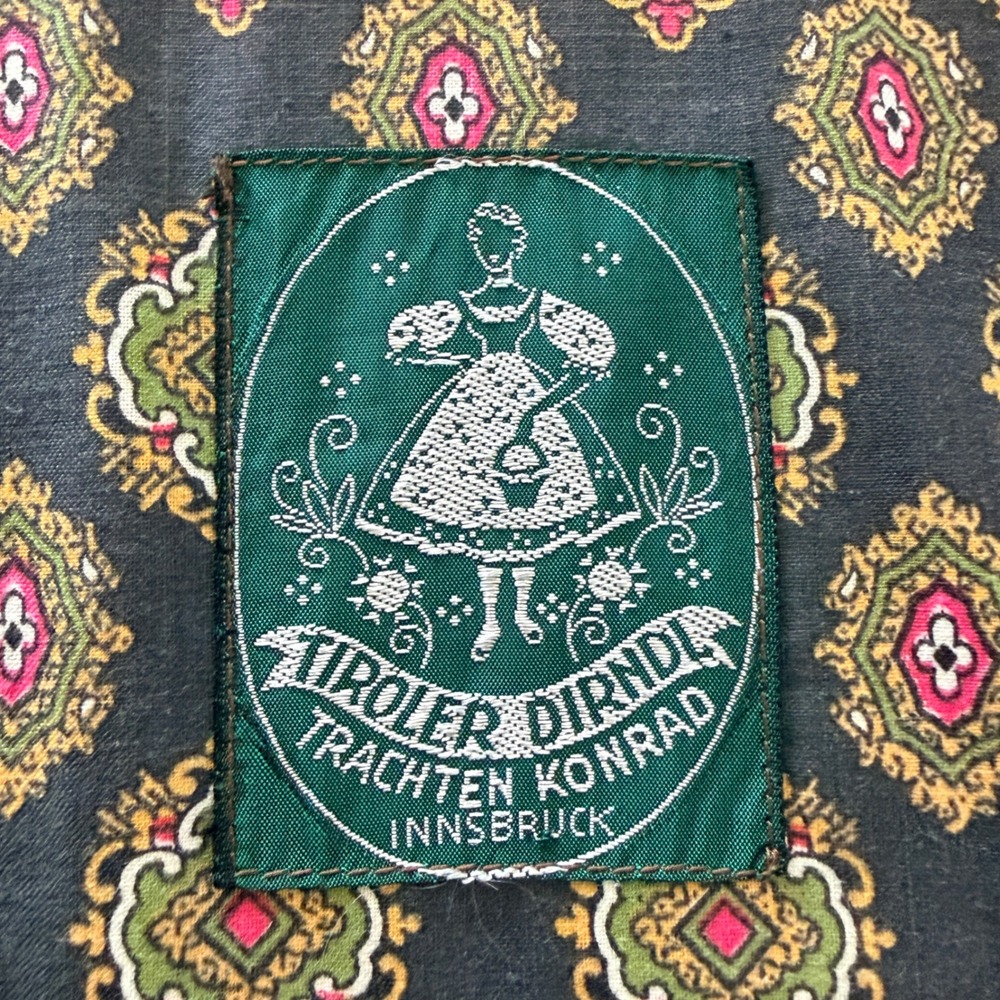 Vintage Tiroler Dirndl Trachten Velvet Vest Brown Lace Up Austrian Womens - Picture 9 of 16